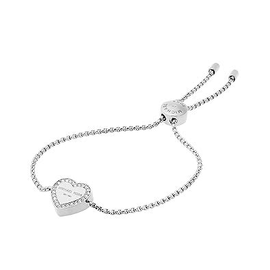 michael kors armband mkj5390040|MICHAEL KORS Heritage Silver Heart Slider Bracelet Crystals .